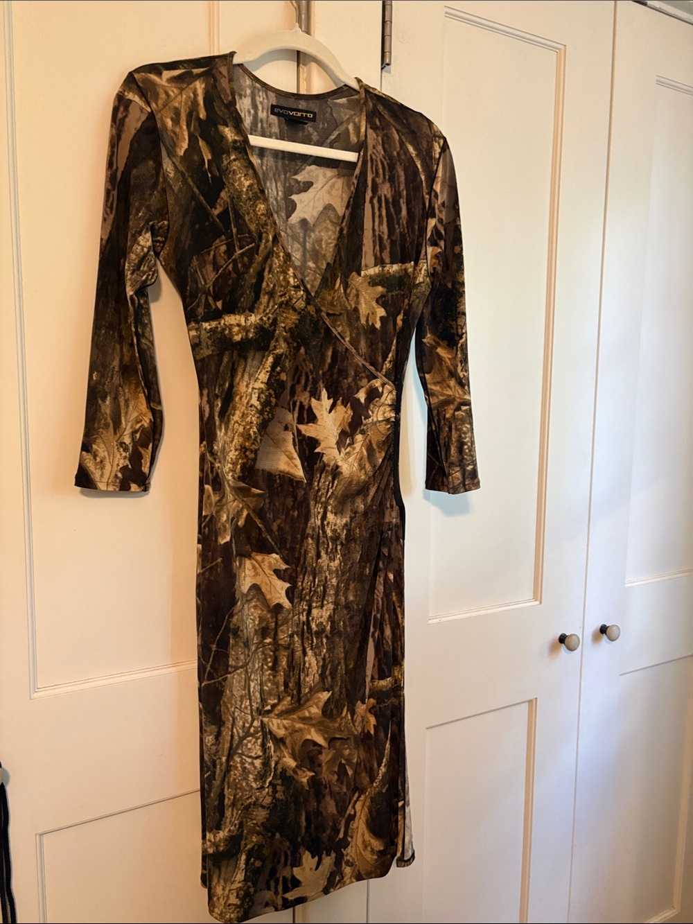 evavorro Brown & Olive Camouflage Wrap Dress